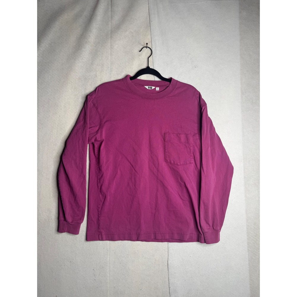 Uniqlo‎ U Mens Long Sleeve Pocket T-Shirt Magenta Purple Cotton S 341-415508